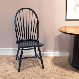 Homeroots Black Wood Windsor Back Dining Side Chair  Wood 517741