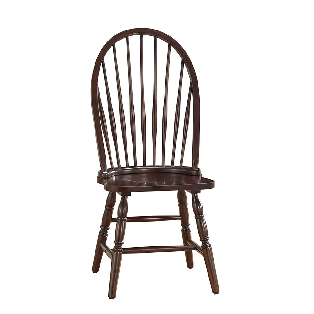 Homeroots Espresso Wood Windsor Back Dining Side Chair  Wood 517742
