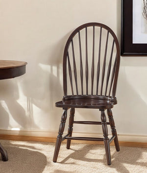 Homeroots Espresso Wood Windsor Back Dining Side Chair  Wood 517742