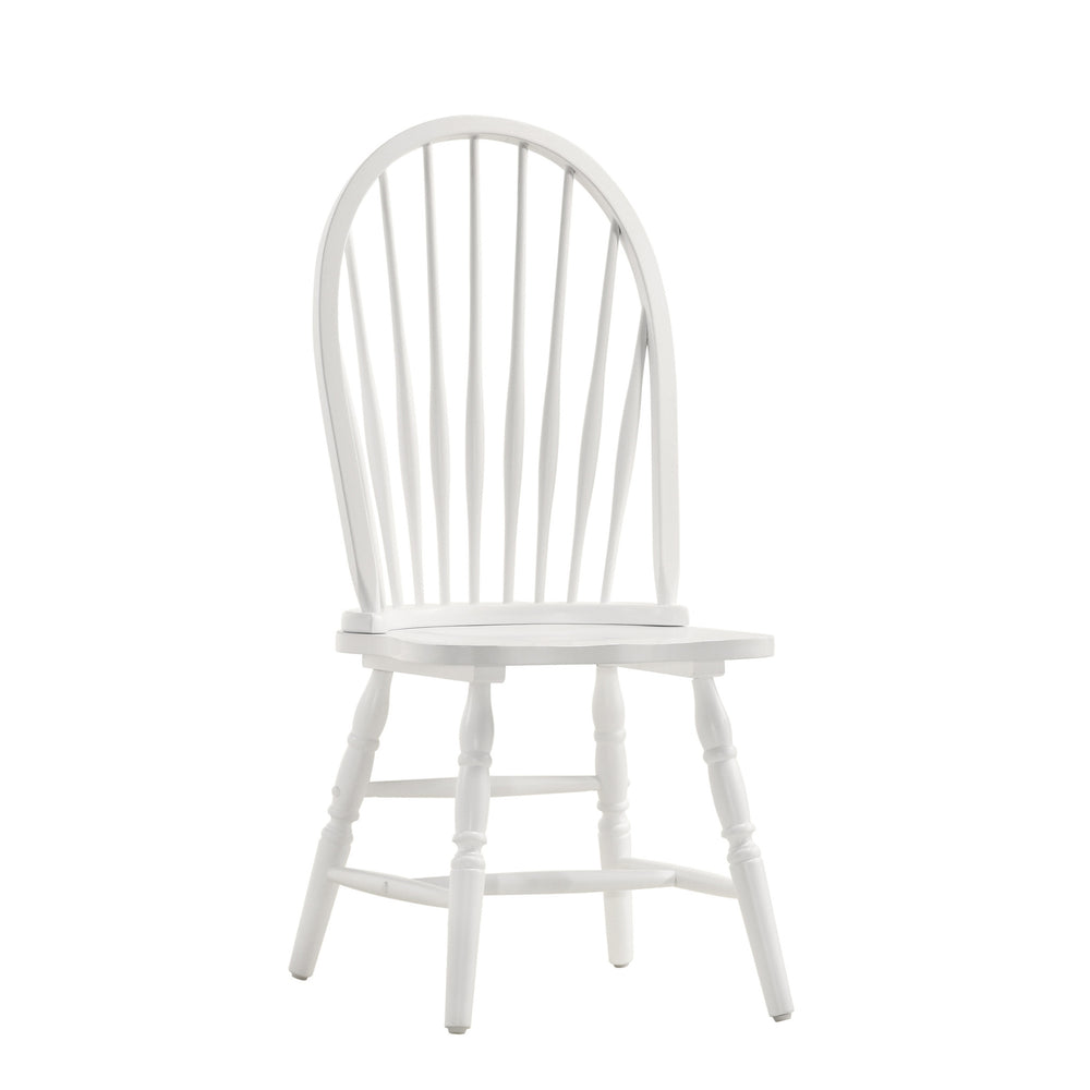 Homeroots White Wood Windsor Back Dining Side Chair  Wood 517743