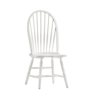 Homeroots White Wood Windsor Back Dining Side Chair  Wood 517743