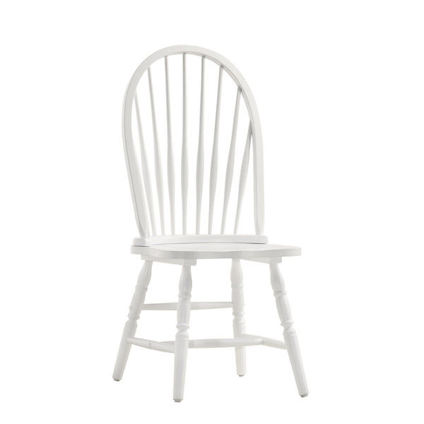 Homeroots White Wood Windsor Back Dining Side Chair  Wood 517743