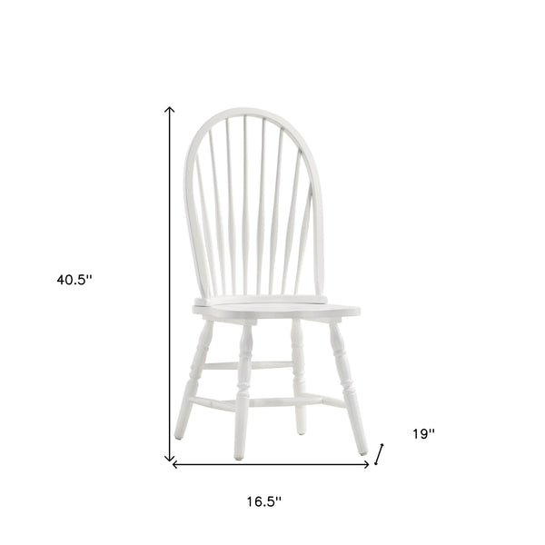 Homeroots White Wood Windsor Back Dining Side Chair  Wood 517743