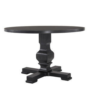 Homeroots 47" Black Rounded Solid Wood Pedestal Base Dining Table   517746