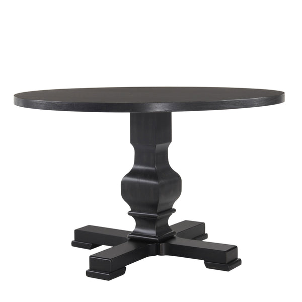 Homeroots 47" Black Rounded Solid Wood Pedestal Base Dining Table   517746