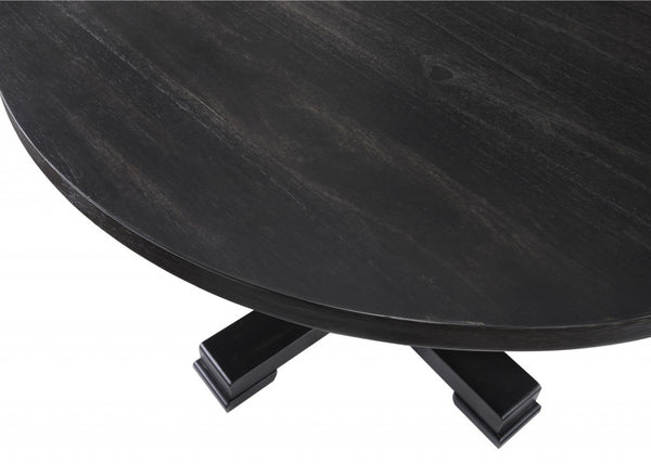 Homeroots 47" Black Rounded Solid Wood Pedestal Base Dining Table   517746