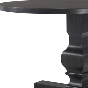 Homeroots 47" Black Rounded Solid Wood Pedestal Base Dining Table   517746