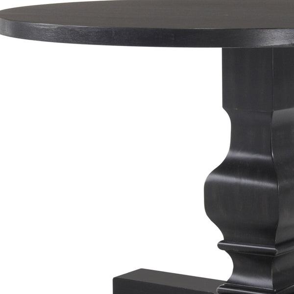 Homeroots 47" Black Rounded Solid Wood Pedestal Base Dining Table   517746