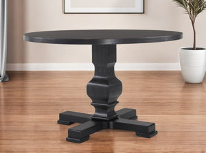 HomeRoots 47" Black Rounded Solid Wood Pedestal Table – Stylish, Durable, and Perfect for Cozy Family Gatherings 517746