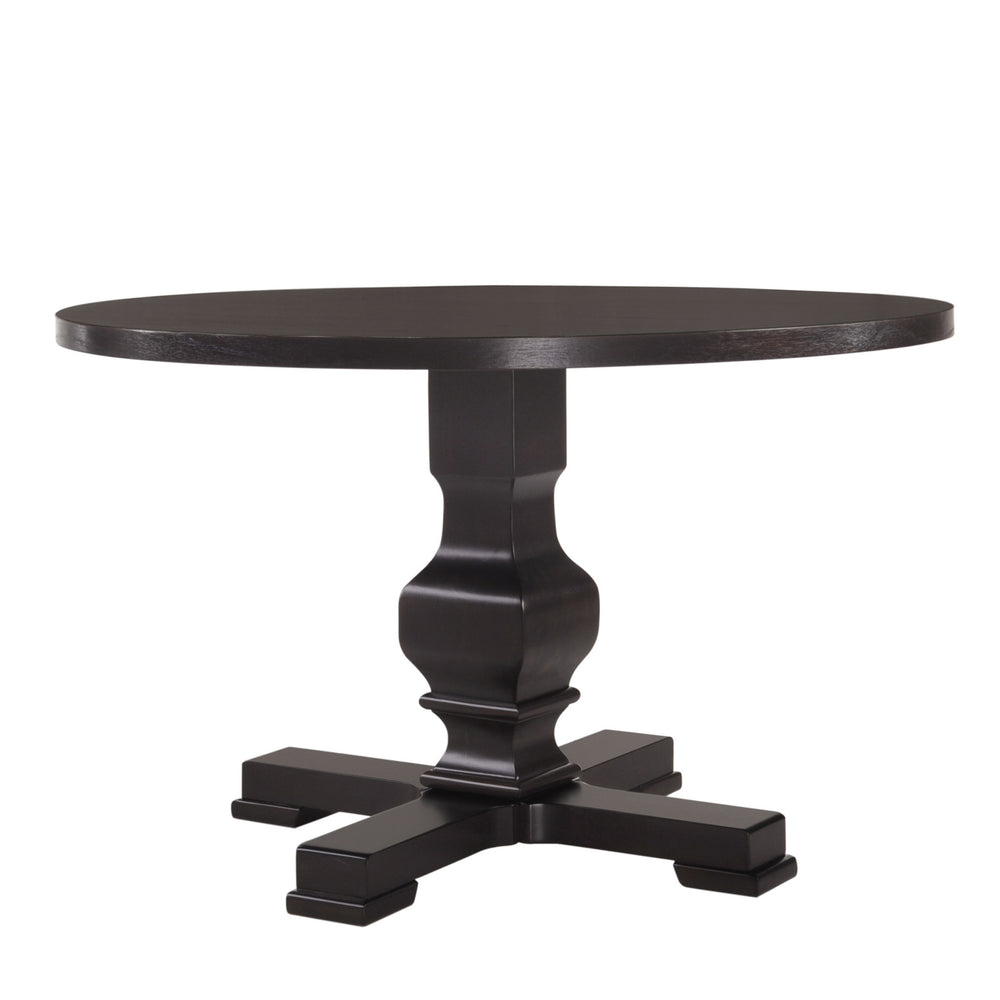 Homeroots 47" Black Rounded Solid Wood Pedestal Base Dining Table   517747