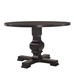 Homeroots 47" Black Rounded Solid Wood Pedestal Base Dining Table   517747