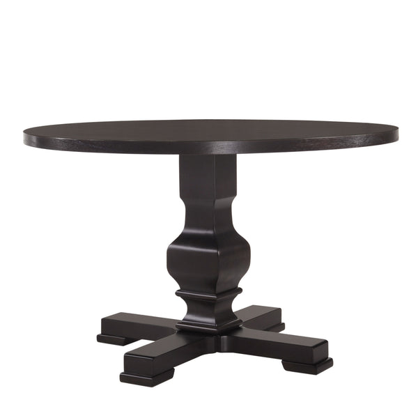 Homeroots 47" Black Rounded Solid Wood Pedestal Base Dining Table   517747