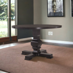 Homeroots 47" Black Rounded Solid Wood Pedestal Base Dining Table   517747