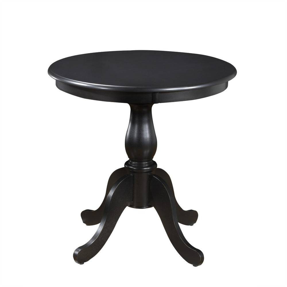 HomeRoots 30" Antique Black Round Pedestal Dining Table - Classic Solid Wood Design for Small Spaces & Nooks 517748