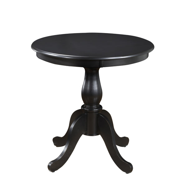 Homeroots 30" Black Rounded Solid Manufactured Wood And Solid Wood Pedestal Base Dining Table   517748