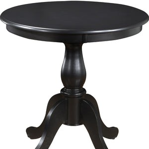 Homeroots 30" Black Rounded Solid Manufactured Wood And Solid Wood Pedestal Base Dining Table   517748