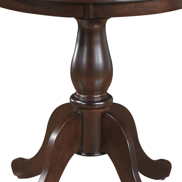 Homeroots 30" Espresso Rounded Solid Manufactured Wood And Solid Wood Pedestal Base Dining Table   517749