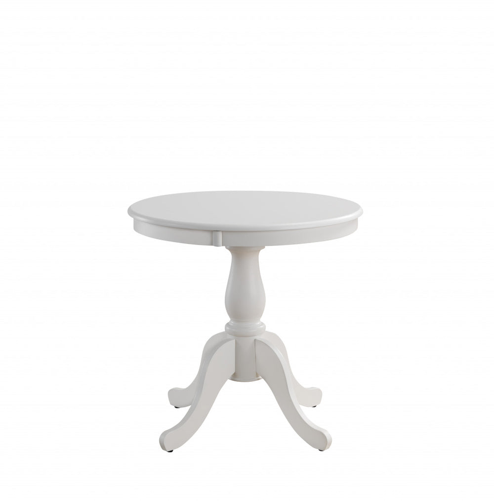 Homeroots 30" White Rounded Solid Manufactured Wood Pedestal Base Dining Table   517750