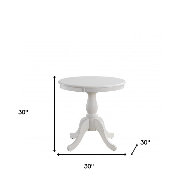 Homeroots 30" White Rounded Solid Manufactured Wood Pedestal Base Dining Table   517750