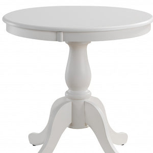 Homeroots 30" White Rounded Solid Manufactured Wood Pedestal Base Dining Table   517750
