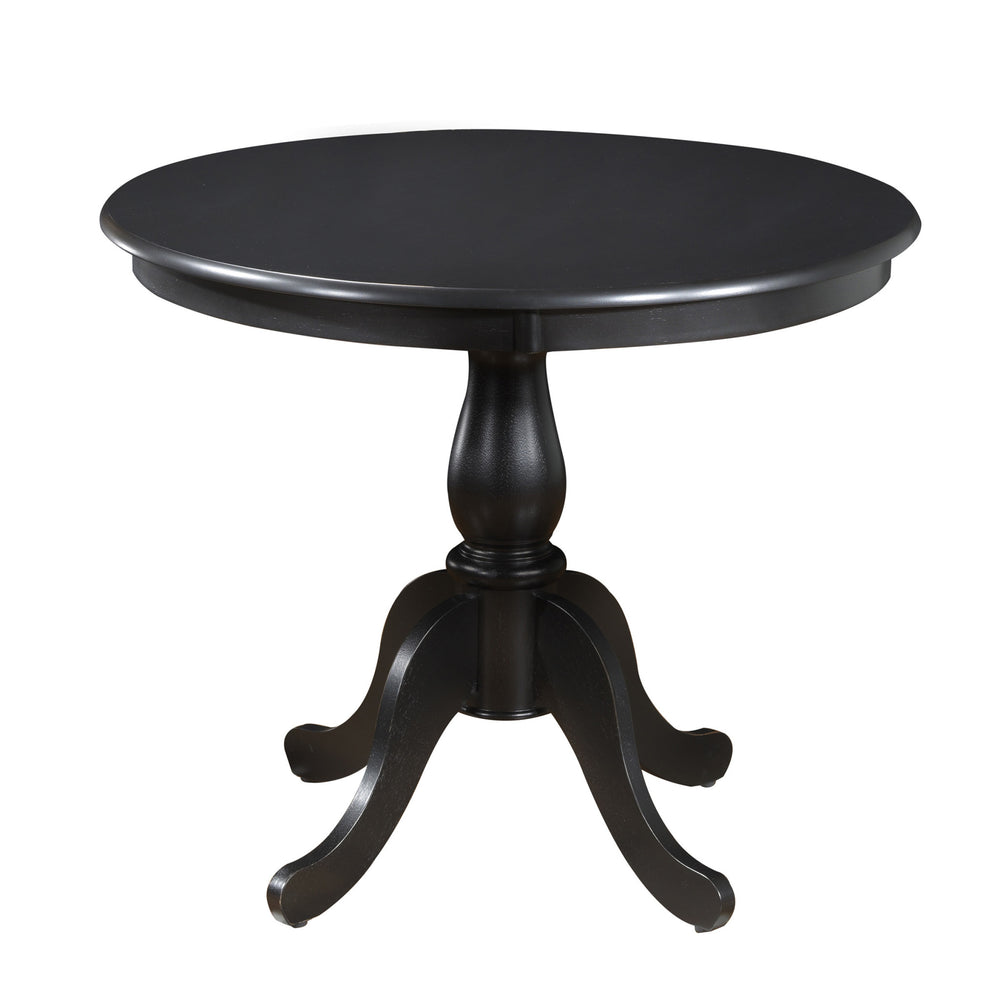 Homeroots 36" Black Rounded Solid Manufactured Wood And Solid Wood Pedestal Base Dining Table   517751