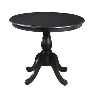 Homeroots 36" Black Rounded Solid Manufactured Wood And Solid Wood Pedestal Base Dining Table   517751