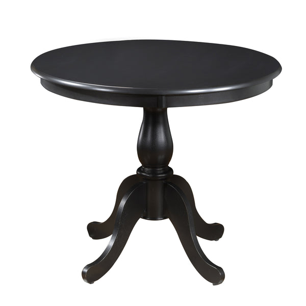 Homeroots 36" Black Rounded Solid Manufactured Wood And Solid Wood Pedestal Base Dining Table   517751