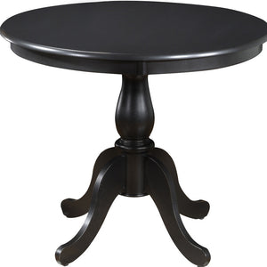 Homeroots 36" Black Rounded Solid Manufactured Wood And Solid Wood Pedestal Base Dining Table   517751
