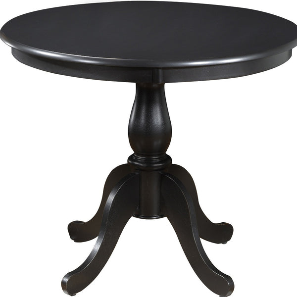 Homeroots 36" Black Rounded Solid Manufactured Wood And Solid Wood Pedestal Base Dining Table   517751