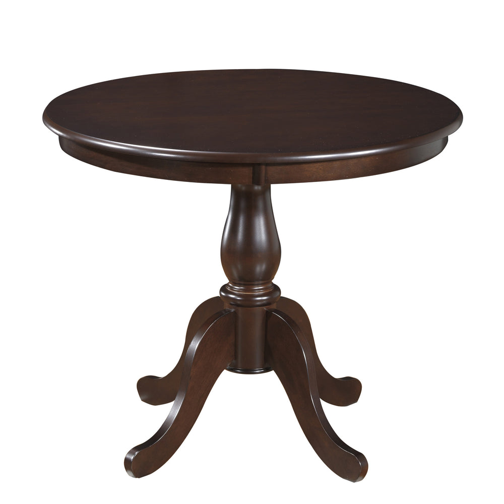 Homeroots 36" Espresso Rounded Solid Manufactured Wood And Solid Wood Pedestal Base Dining Table   517752