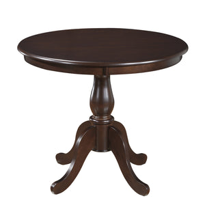 Homeroots 36" Espresso Rounded Solid Manufactured Wood And Solid Wood Pedestal Base Dining Table   517752