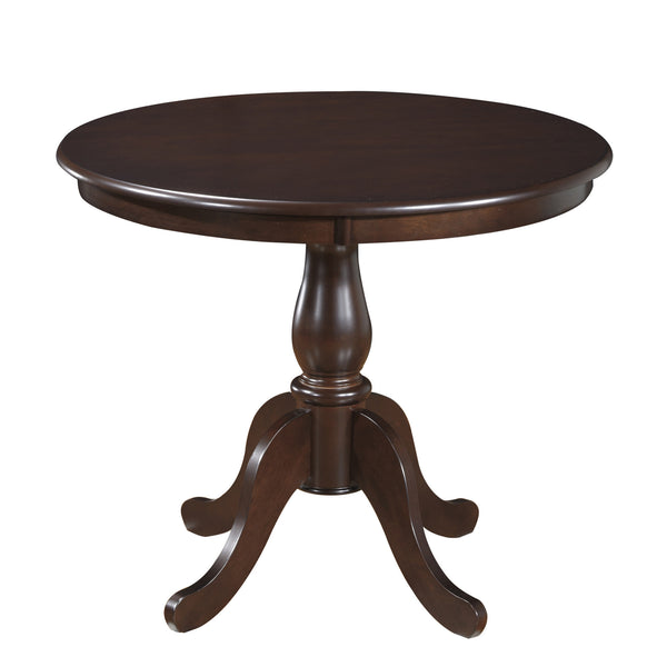 Homeroots 36" Espresso Rounded Solid Manufactured Wood And Solid Wood Pedestal Base Dining Table   517752