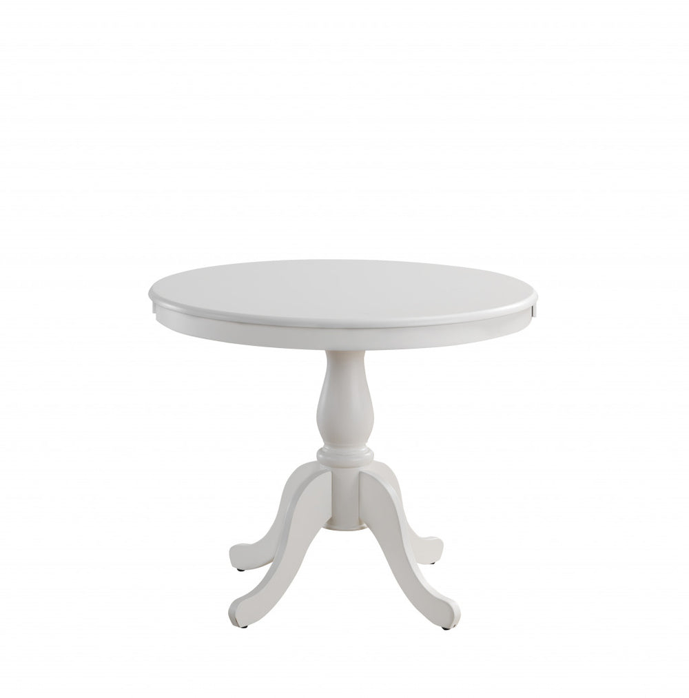 Homeroots 36" White Rounded Solid Manufactured Wood And Solid Wood Pedestal Base Dining Table   517753