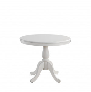 Homeroots 36" White Rounded Solid Manufactured Wood And Solid Wood Pedestal Base Dining Table   517753
