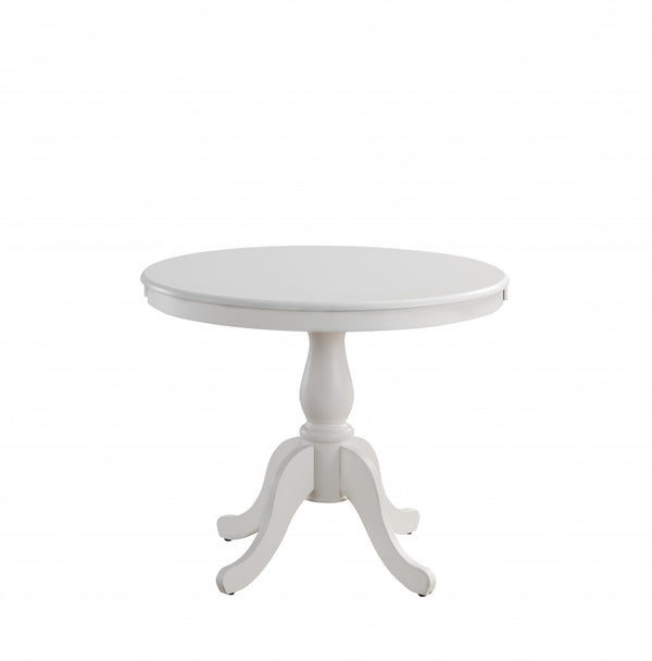 Homeroots 36" White Rounded Solid Manufactured Wood And Solid Wood Pedestal Base Dining Table   517753