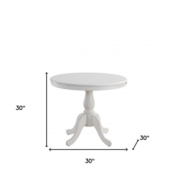 Homeroots 36" White Rounded Solid Manufactured Wood And Solid Wood Pedestal Base Dining Table   517753