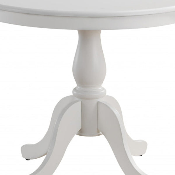 Homeroots 36" White Rounded Solid Manufactured Wood And Solid Wood Pedestal Base Dining Table   517753