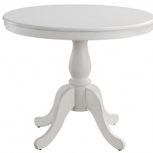 Homeroots 36" White Rounded Solid Manufactured Wood And Solid Wood Pedestal Base Dining Table   517753