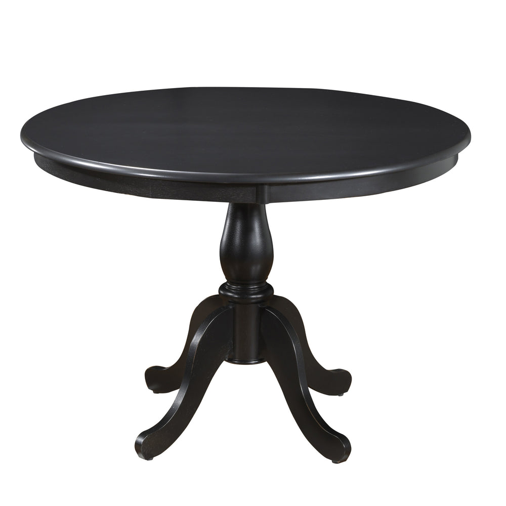 Homeroots 42" Black Rounded Solid Manufactured Wood And Solid Wood Pedestal Base Dining Table   517754
