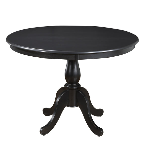 Homeroots 42" Black Rounded Solid Manufactured Wood And Solid Wood Pedestal Base Dining Table   517754