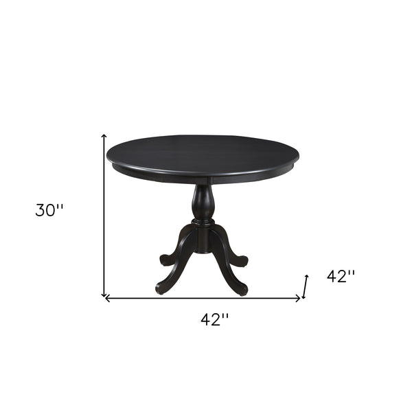 Homeroots 42" Black Rounded Solid Manufactured Wood And Solid Wood Pedestal Base Dining Table   517754