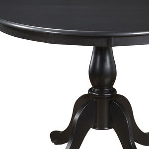 Homeroots 42" Black Rounded Solid Manufactured Wood And Solid Wood Pedestal Base Dining Table   517754