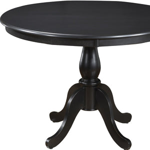 Homeroots 42" Black Rounded Solid Manufactured Wood And Solid Wood Pedestal Base Dining Table   517754