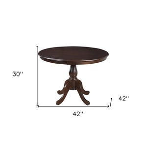 Homeroots 42" Espresso Rounded Solid Manufactured Wood Pedestal Base Dining Table   517755