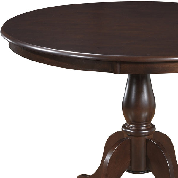 Homeroots 42" Espresso Rounded Solid Manufactured Wood Pedestal Base Dining Table   517755