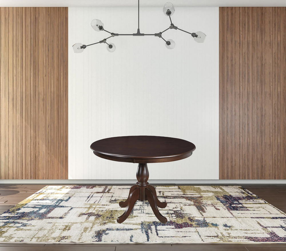 Homeroots 42" Espresso Rounded Solid Manufactured Wood Pedestal Base Dining Table   517755