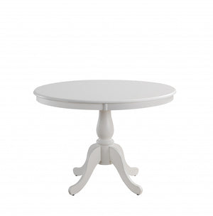 Homeroots 42" White Rounded Solid Manufactured Wood And Solid Wood Pedestal Base Dining Table   517756