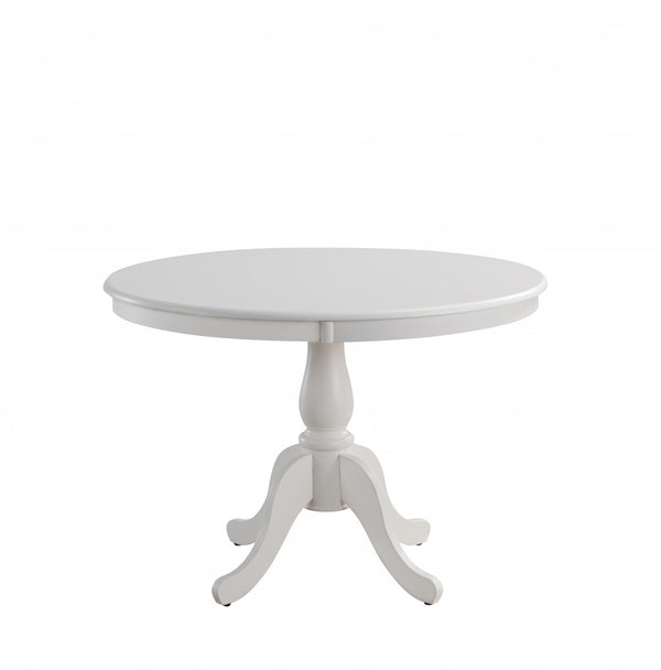 Homeroots 42" White Rounded Solid Manufactured Wood And Solid Wood Pedestal Base Dining Table   517756