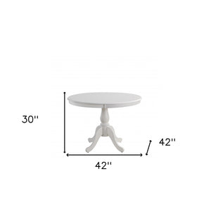 Homeroots 42" White Rounded Solid Manufactured Wood And Solid Wood Pedestal Base Dining Table   517756