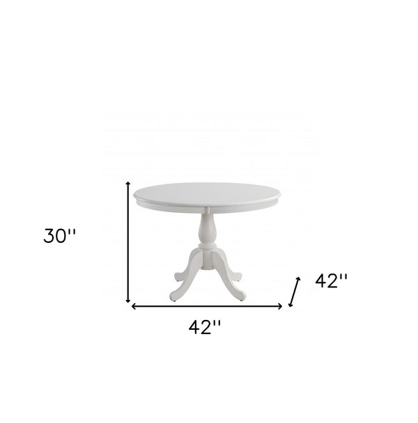 Homeroots 42" White Rounded Solid Manufactured Wood And Solid Wood Pedestal Base Dining Table   517756